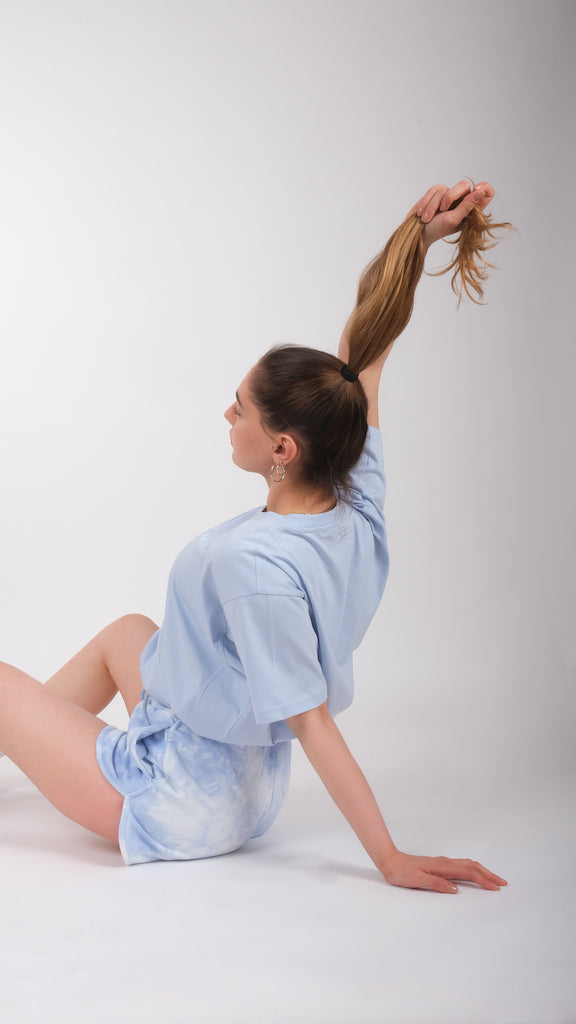 Oversized T-Shirt mit Naht in blau