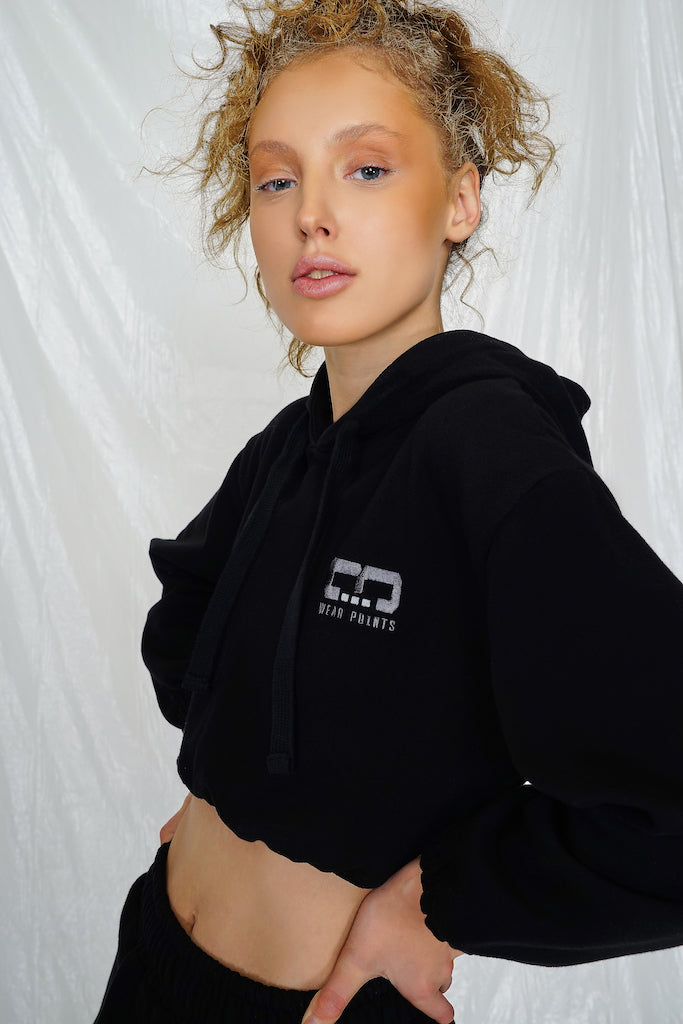 Cropped Hoodie in Schwarz