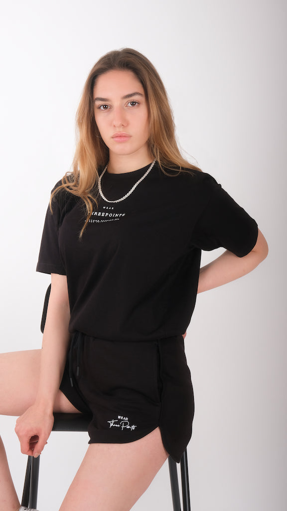Oversized T-Shirt mit Naht in schwarz