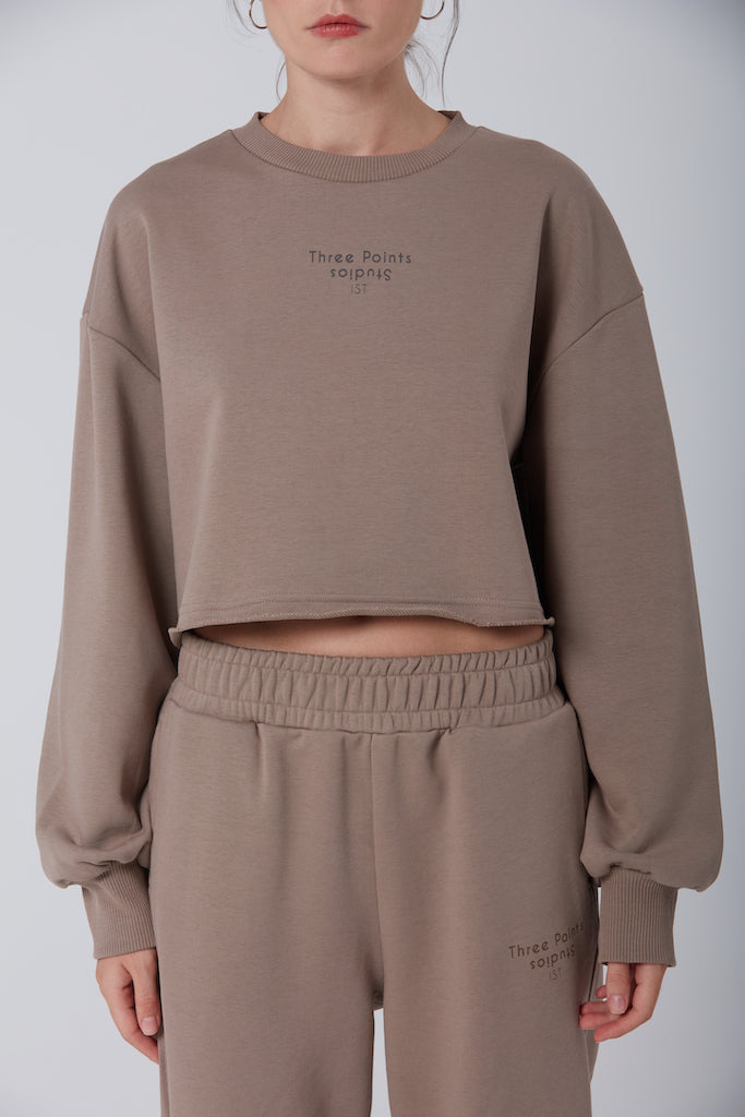 "JOLIE" Crop Sweatshirt in braun
