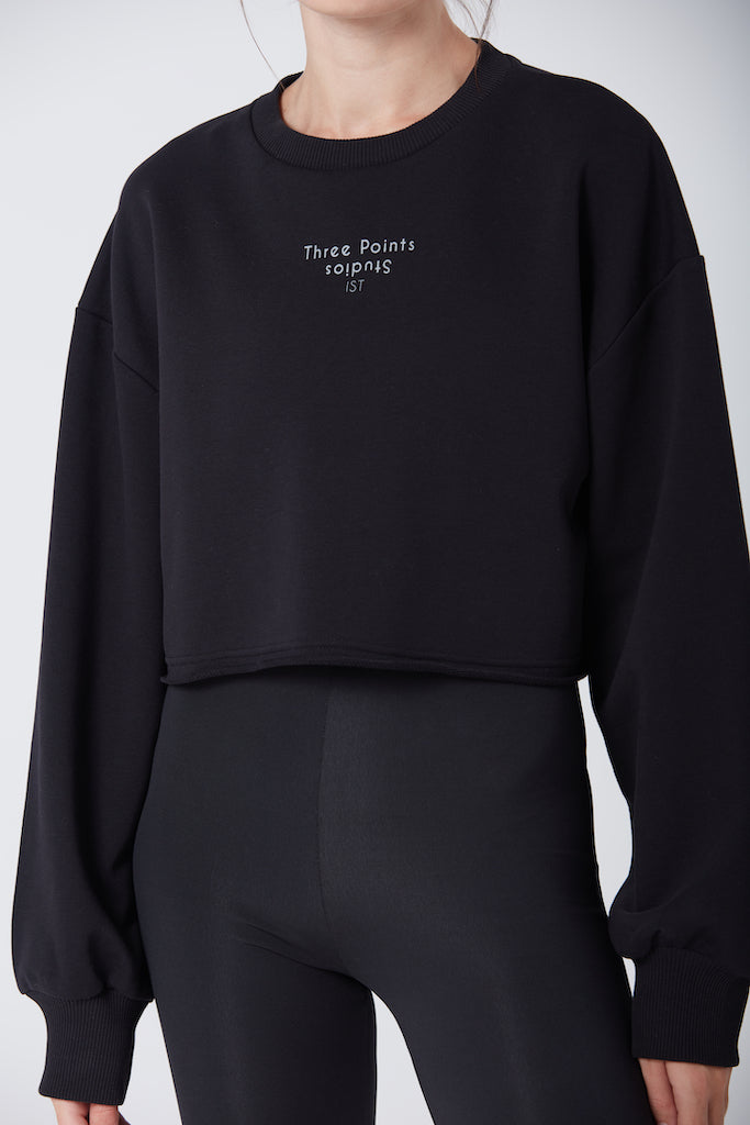 "JOLIE" Crop Sweatshirt in schwarz