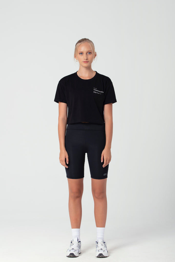 Cropped T-Shirt in schwarz