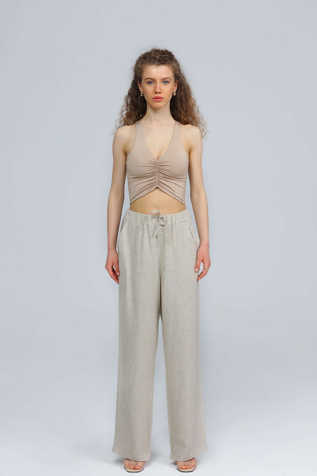 "XANTE" Bustier mit Raffung in beige