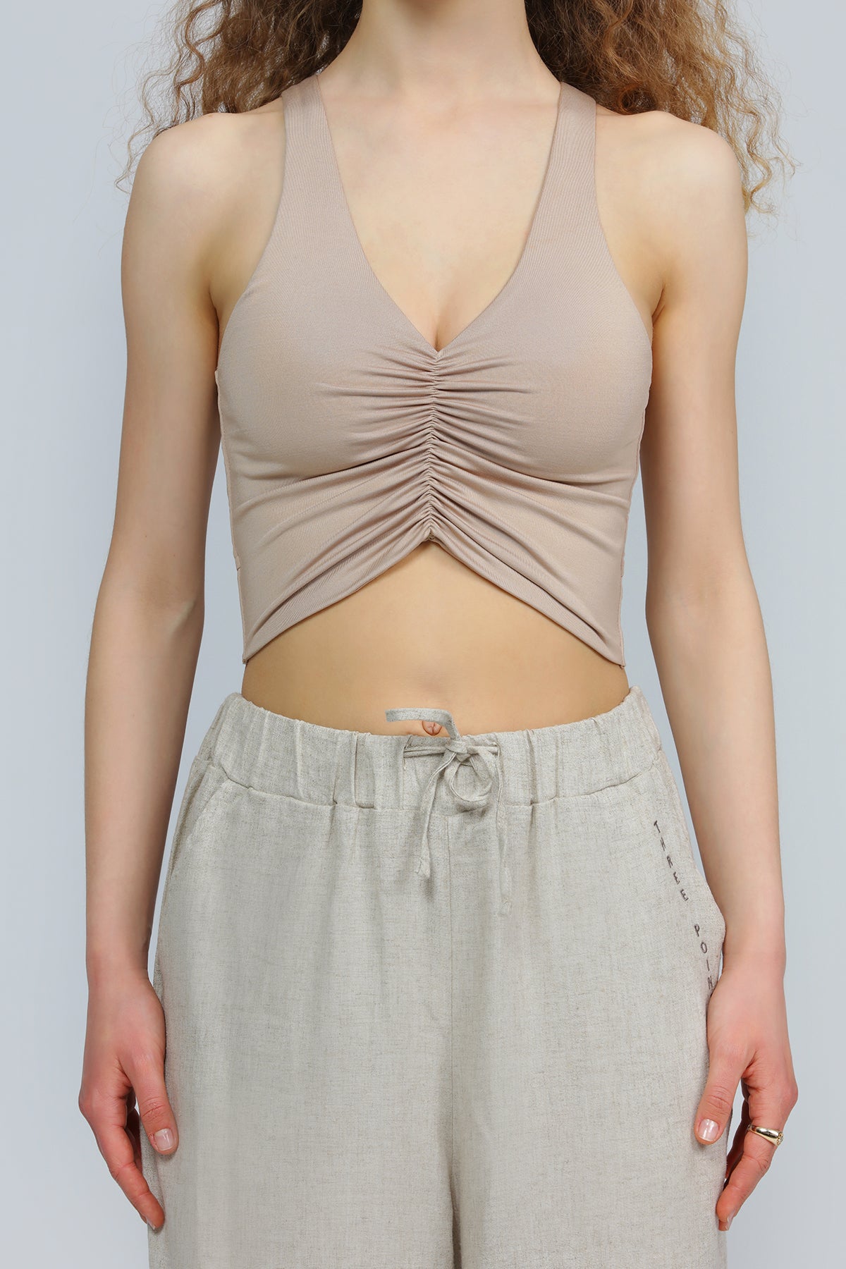 "XANTE" Bustier mit Raffung in beige