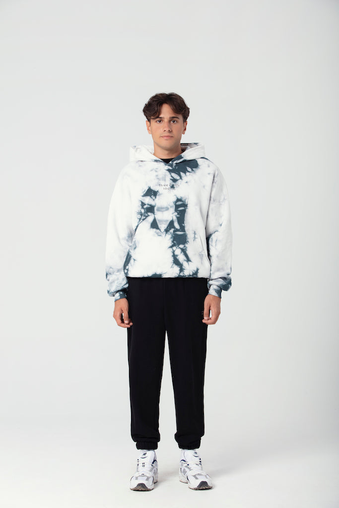 "STUDIOS" Hoodie mit Batikmuster in grau