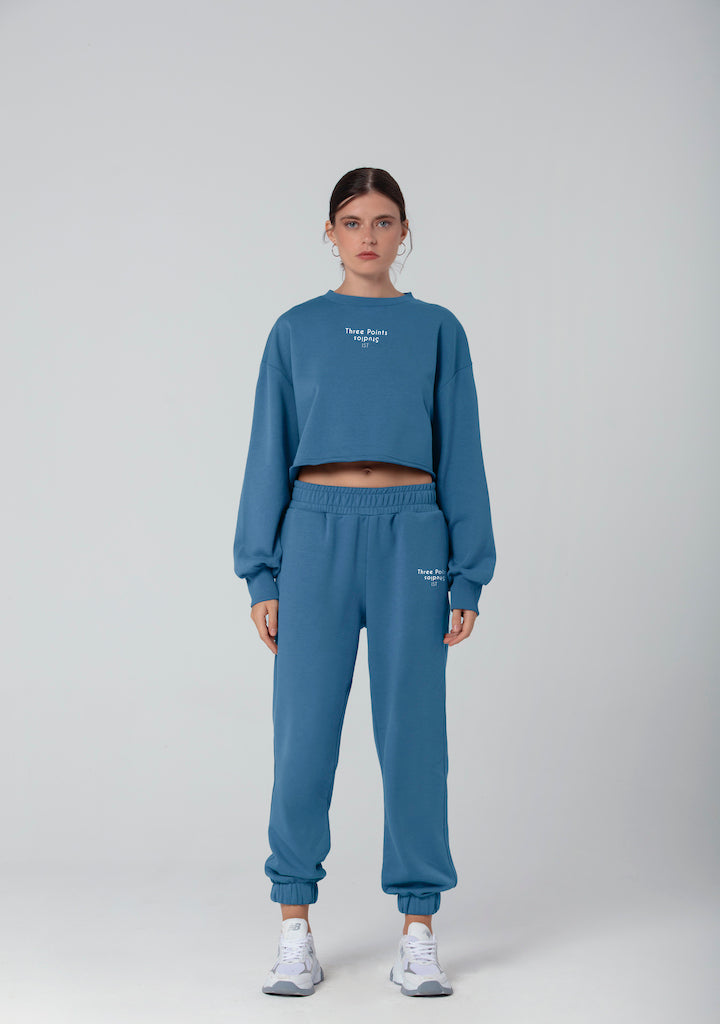 "JOLIE" Crop Sweatshirt in blau