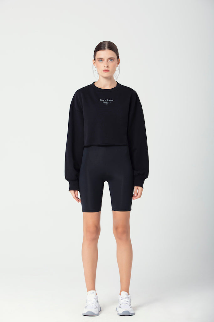 "JOLIE" Crop Sweatshirt in schwarz