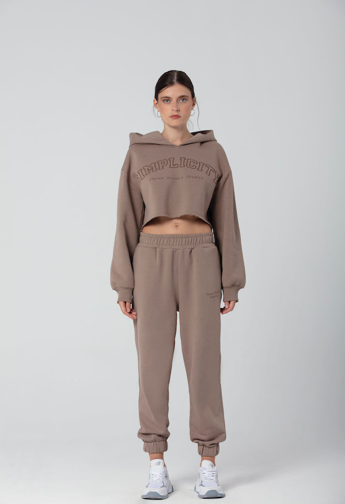 "SIMPLICITY" Crop Sweatshirt in braun