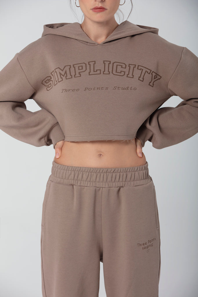 "SIMPLICITY" Crop Sweatshirt in braun