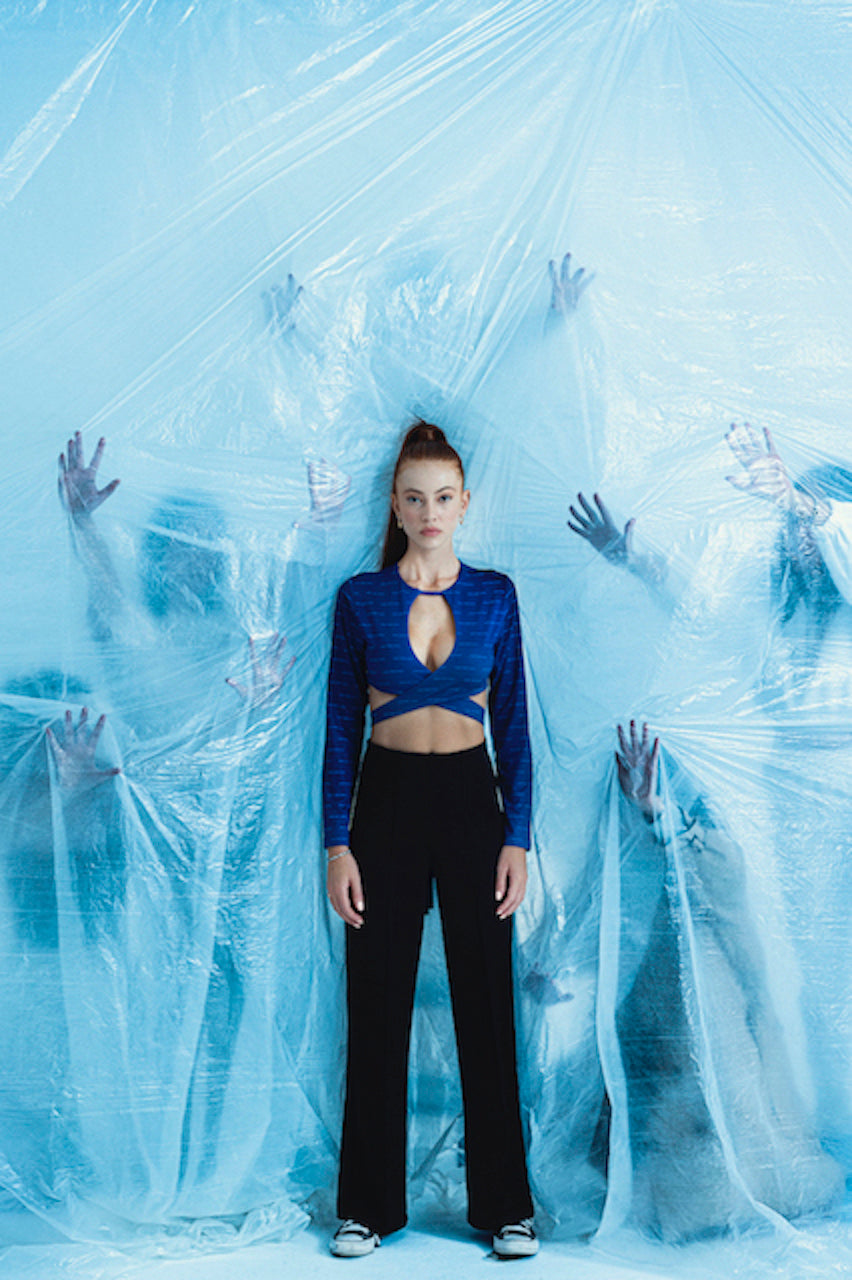 "FRIDA" Crop Oberteil in dunkelblau