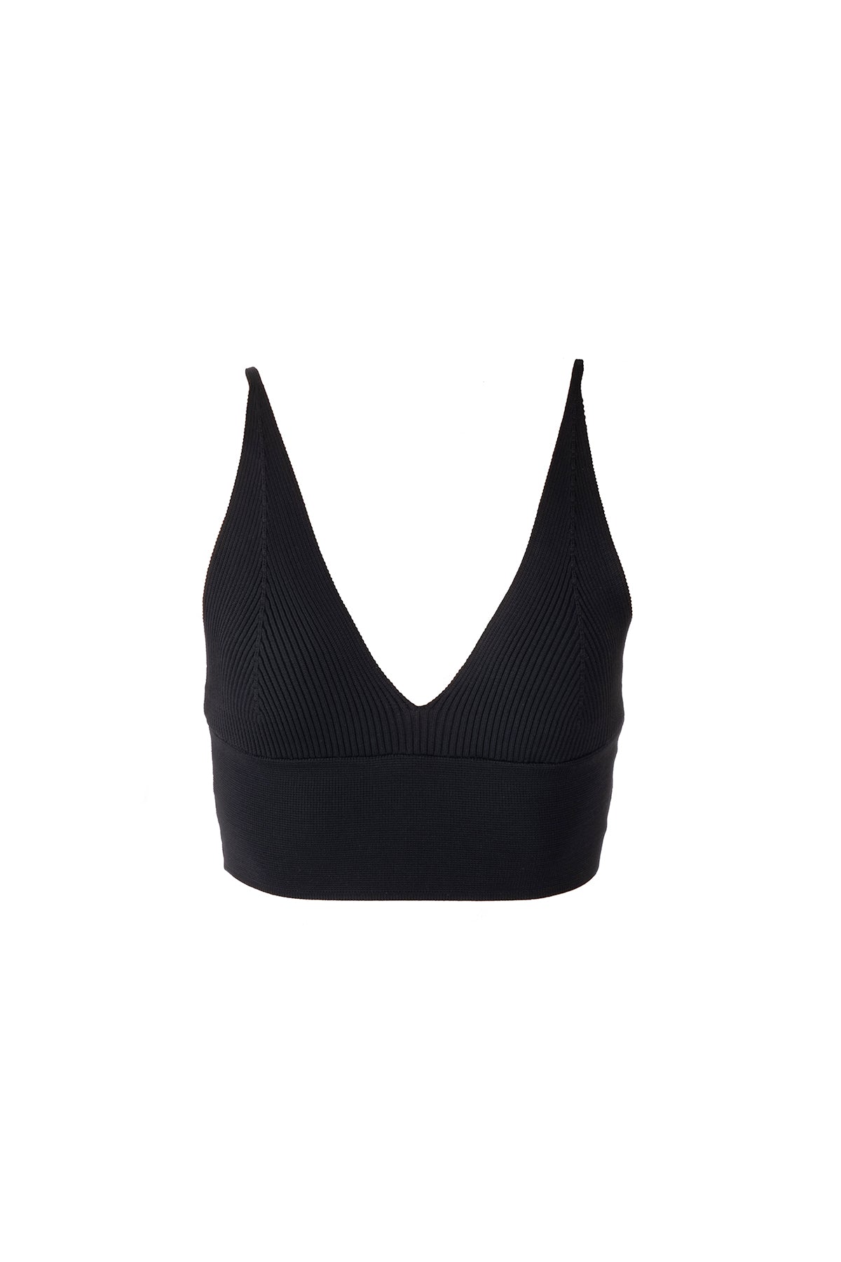 Geripptes Crop Top in schwarz