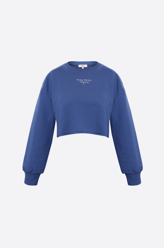"JOLIE" Crop Sweatshirt in blau