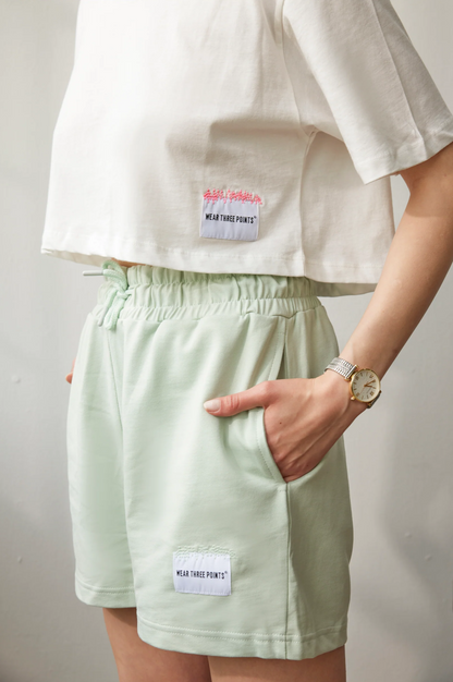 "WEEKEND" Crop T-Shirt in weiß