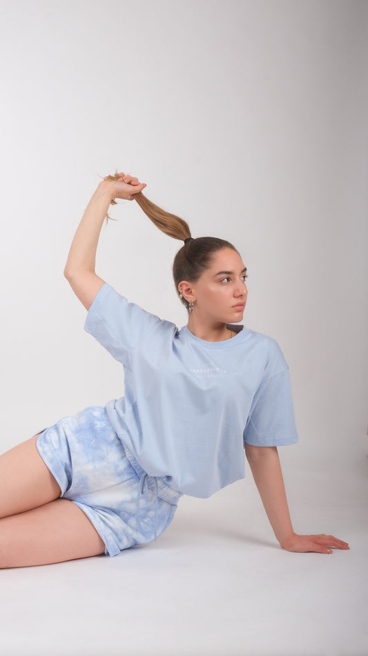 Oversized T-Shirt mit Naht in blau