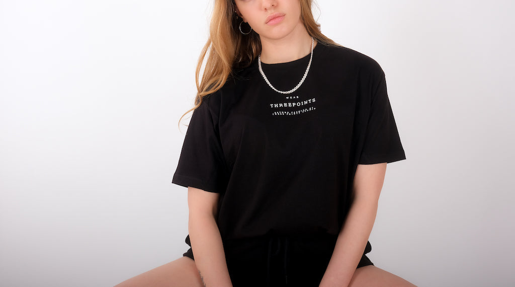 Oversized T-Shirt mit Naht in schwarz