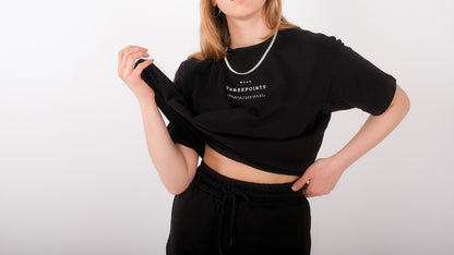 Oversized T-Shirt mit Naht in schwarz