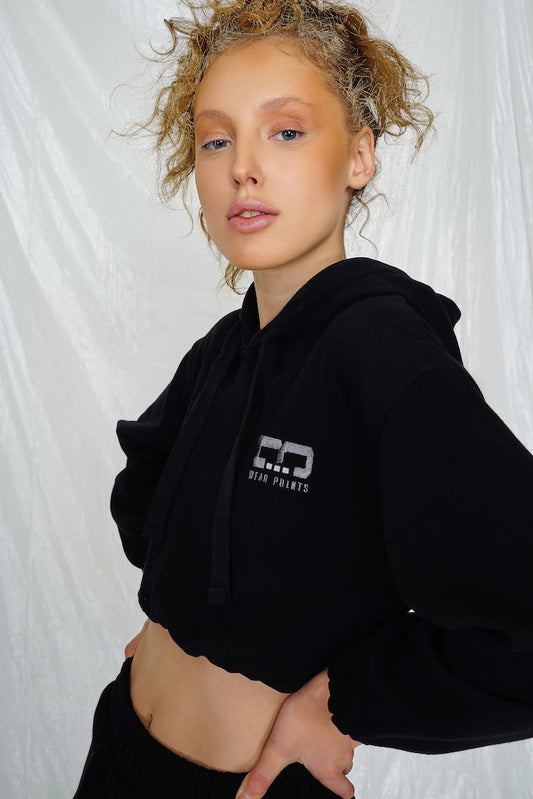 Cropped Hoodie in Schwarz