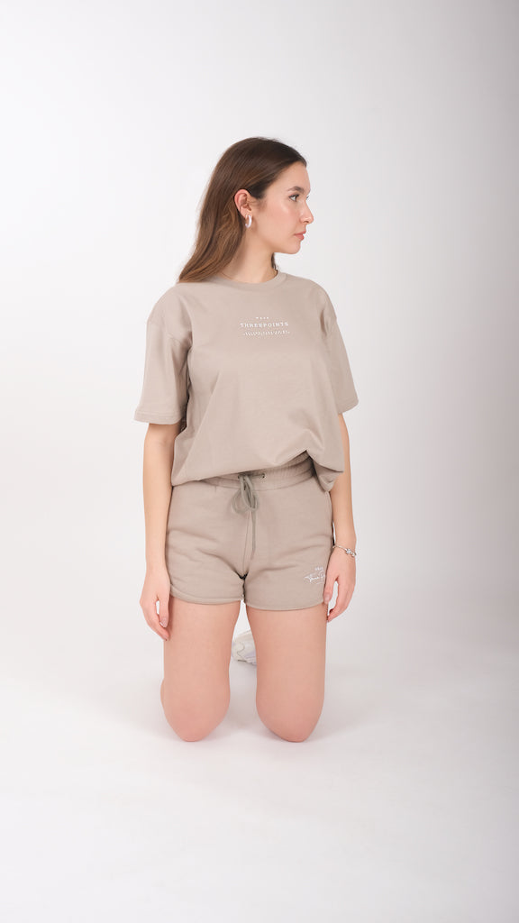 Oversized T-Shirt mit Naht in beige