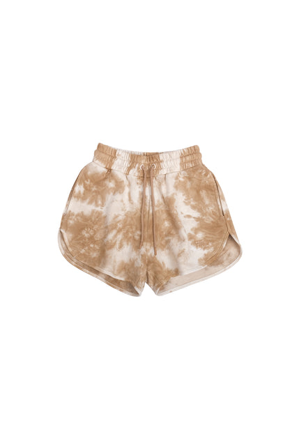 Shorts mit Batikmuster in beige