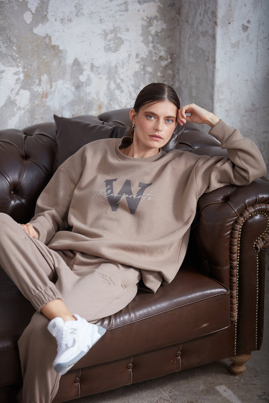 "W EDITION" Oversized Sweatshirt in braun