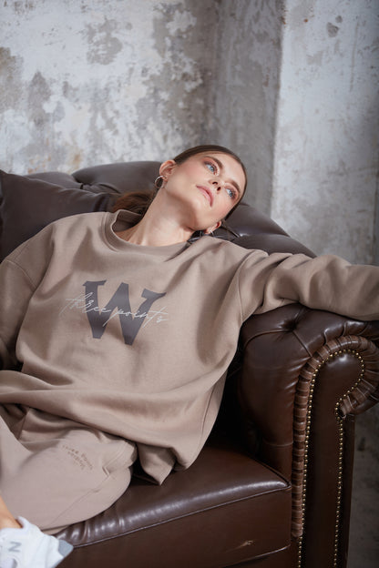 "W EDITION" Oversized Sweatshirt in braun