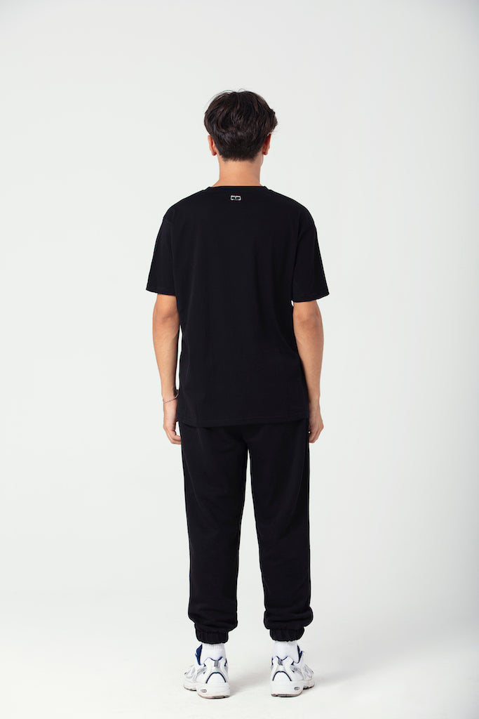 Oversized T-Shirt mit Naht in schwarz