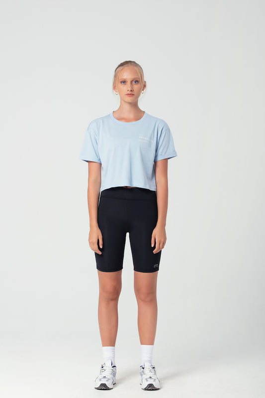 Cropped T-Shirt in blau