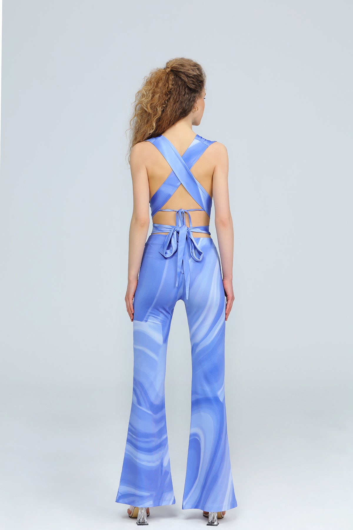 "IRIS" Bustier mit Bänder in blau