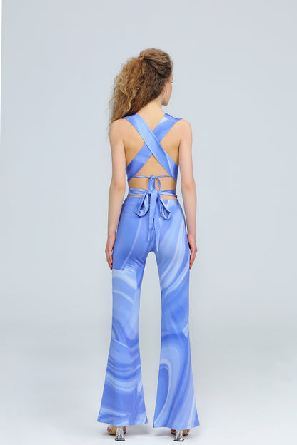 "IRIS" Bustier mit Bänder in blau