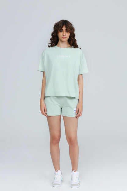 "WEEKEND" Oversized T-Shirt in grün