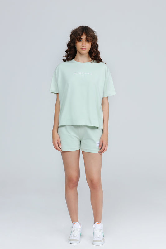 "WEEKEND" Oversized T-Shirt in grün