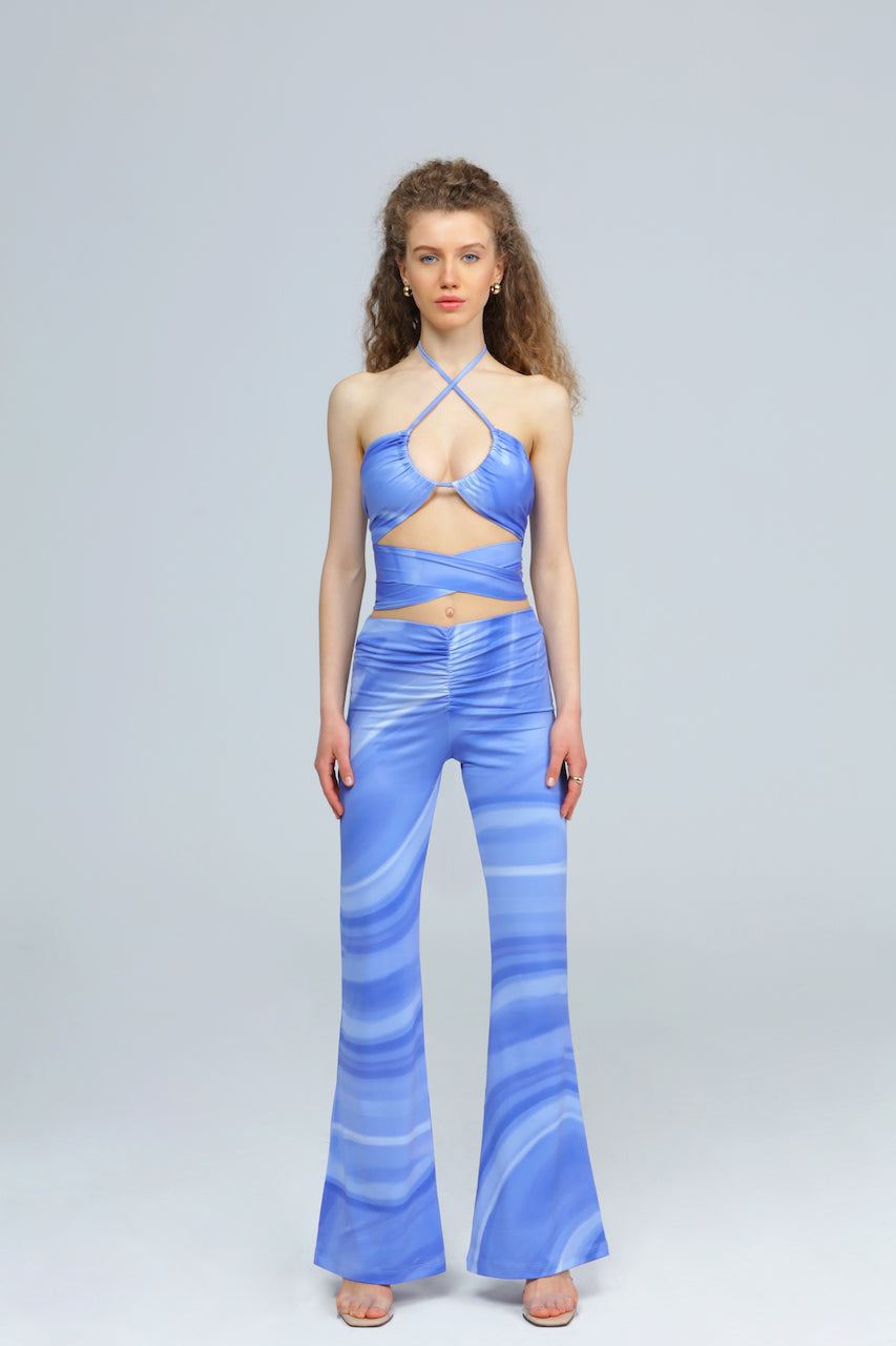 "IRIS" Bustier mit Bänder in blau