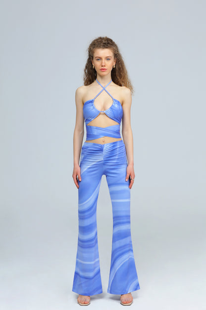 "IRIS" Bustier mit Bänder in blau