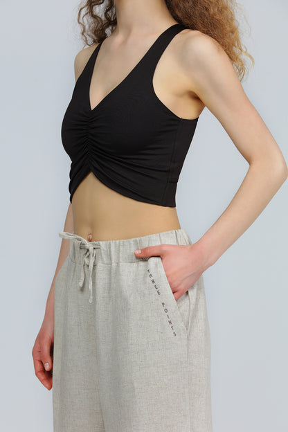 "XANTE" Bustier mit Raffung in schwarz