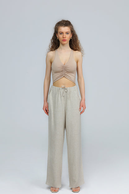 "XANTE" Bustier mit Raffung in beige
