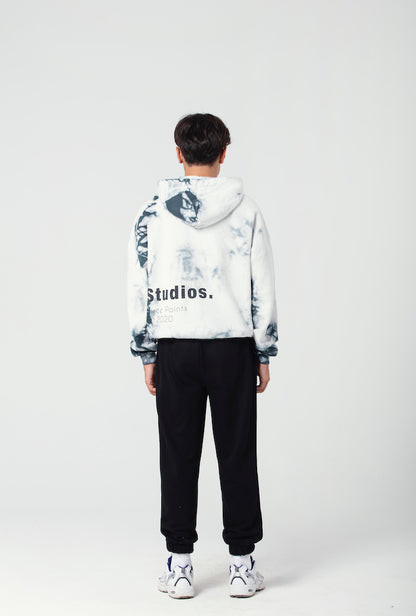 "STUDIOS" Hoodie mit Batikmuster in grau