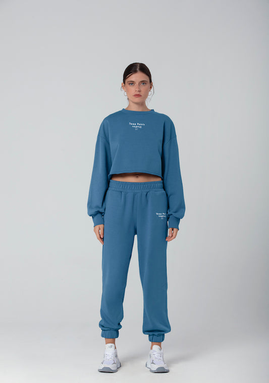 "JOLIE" Crop Sweatshirt in blau