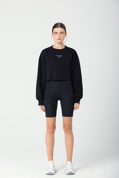 "JOLIE" Crop Sweatshirt in schwarz