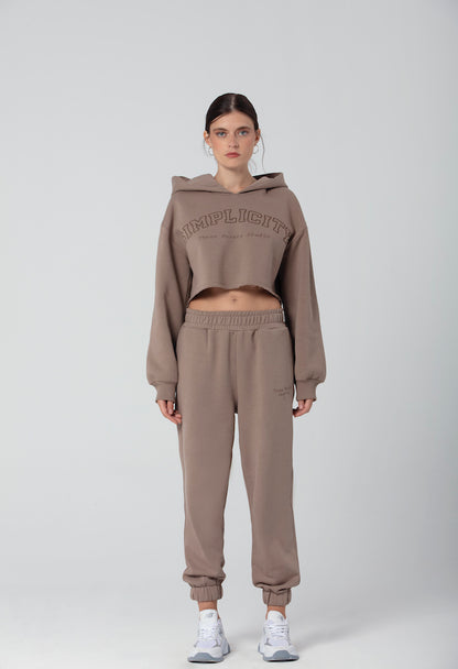 "SIMPLICITY" Crop Sweatshirt in braun