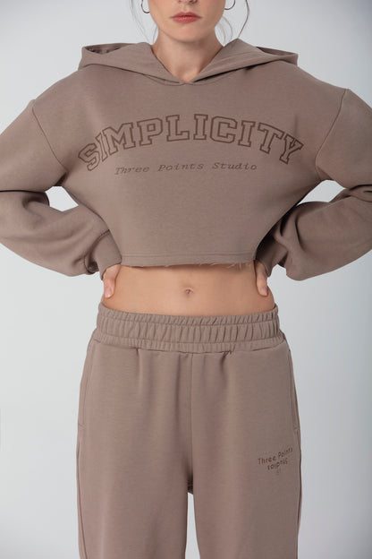 "SIMPLICITY" Crop Sweatshirt in braun