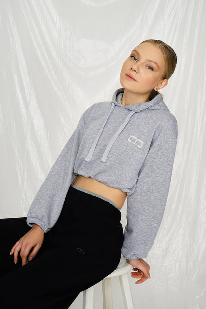 Cropped Hoodie in grau