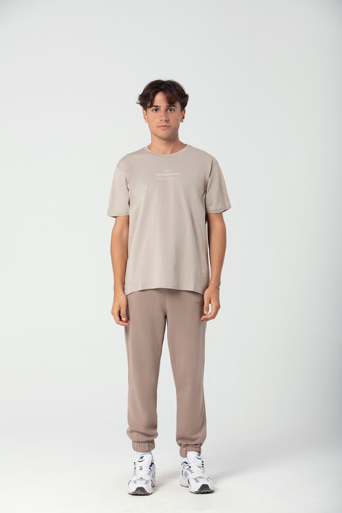 Oversized T-Shirt mit Naht in beige