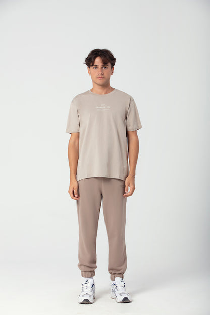 Oversized T-Shirt mit Naht in beige