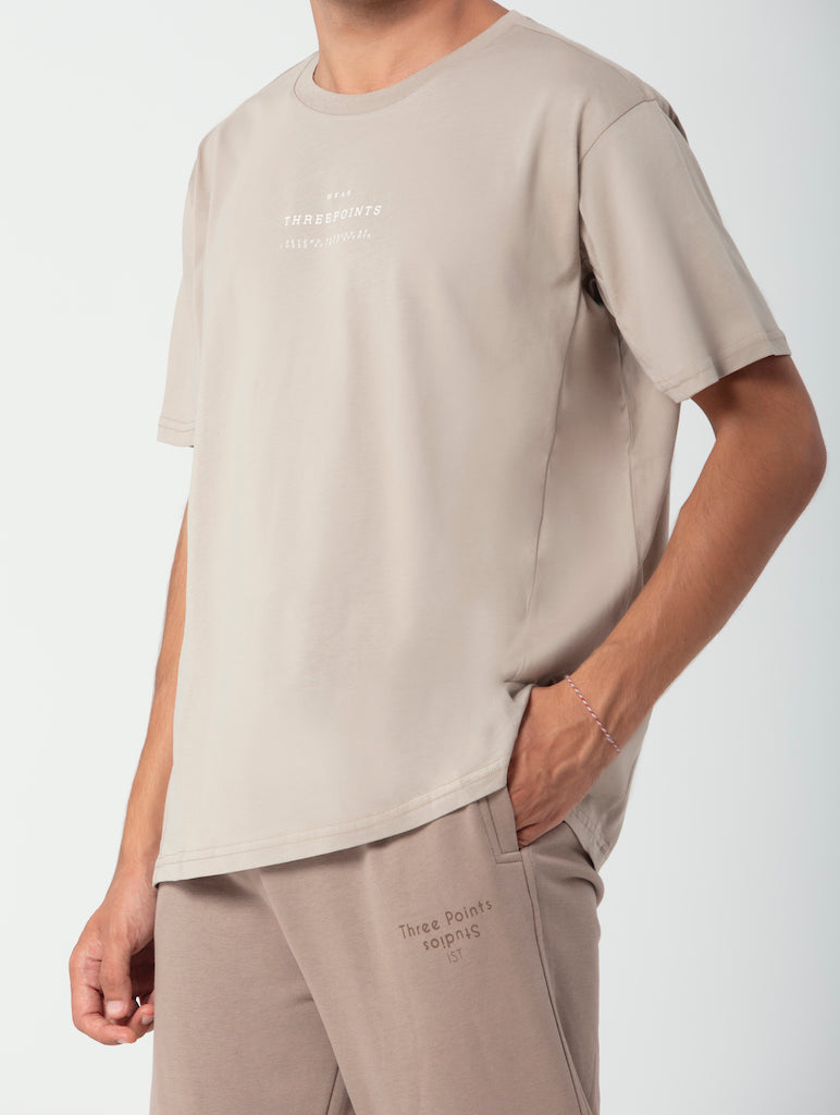 Oversized T-Shirt mit Naht in beige