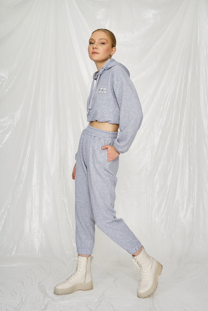Cropped Hoodie in grau