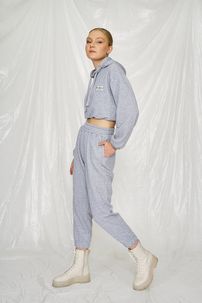 Cropped Hoodie in grau