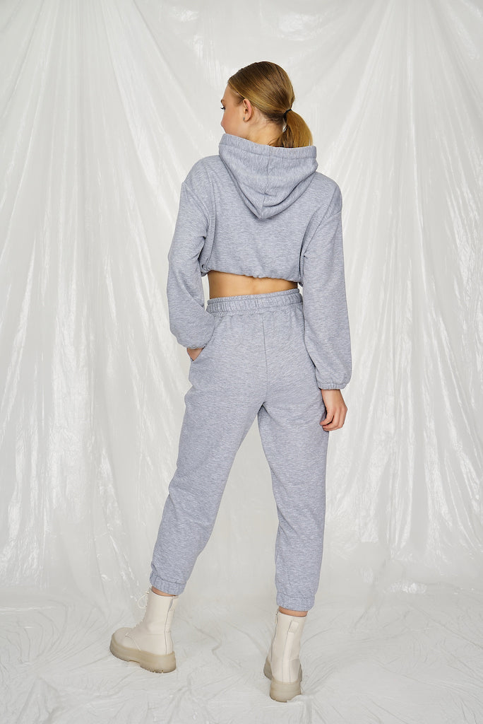 Cropped Hoodie in grau