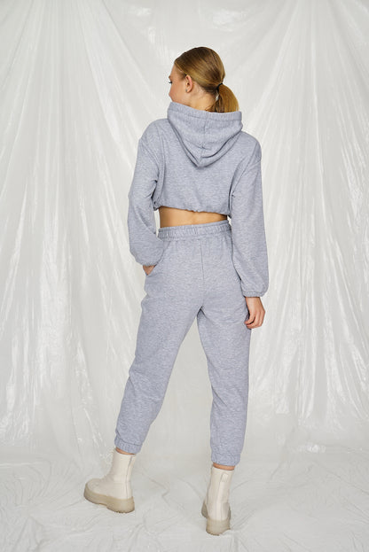Cropped Hoodie in grau
